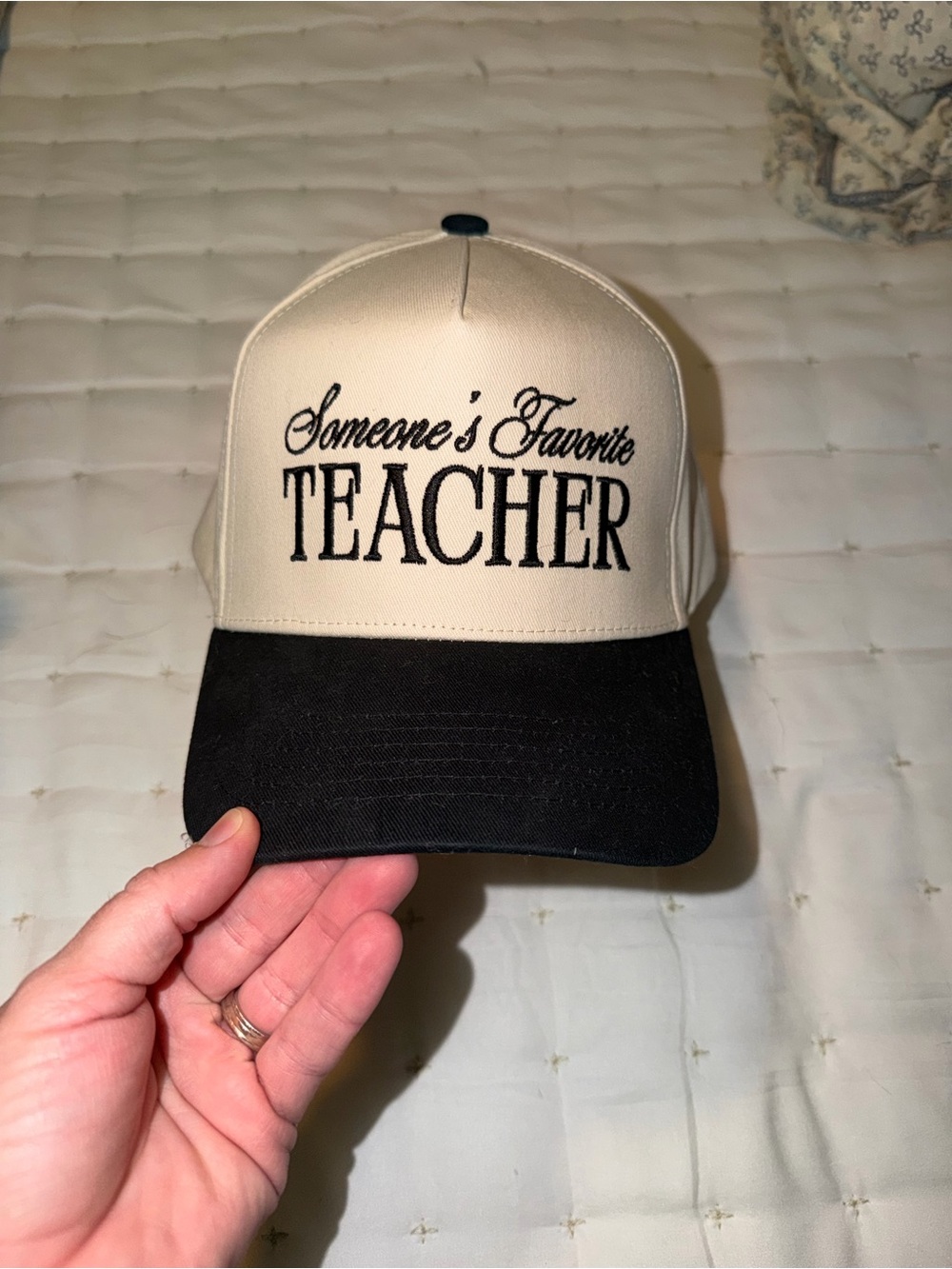 Someone's Favorite Teacher Two-Tone Hat - Black & Cream